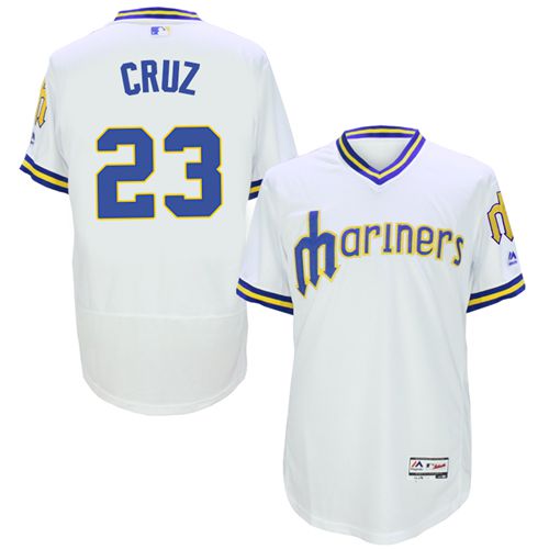 Mariners #23 Nelson Cruz White Flexbase Authentic Collection Cooperstown Stitched MLB Jersey - Click Image to Close